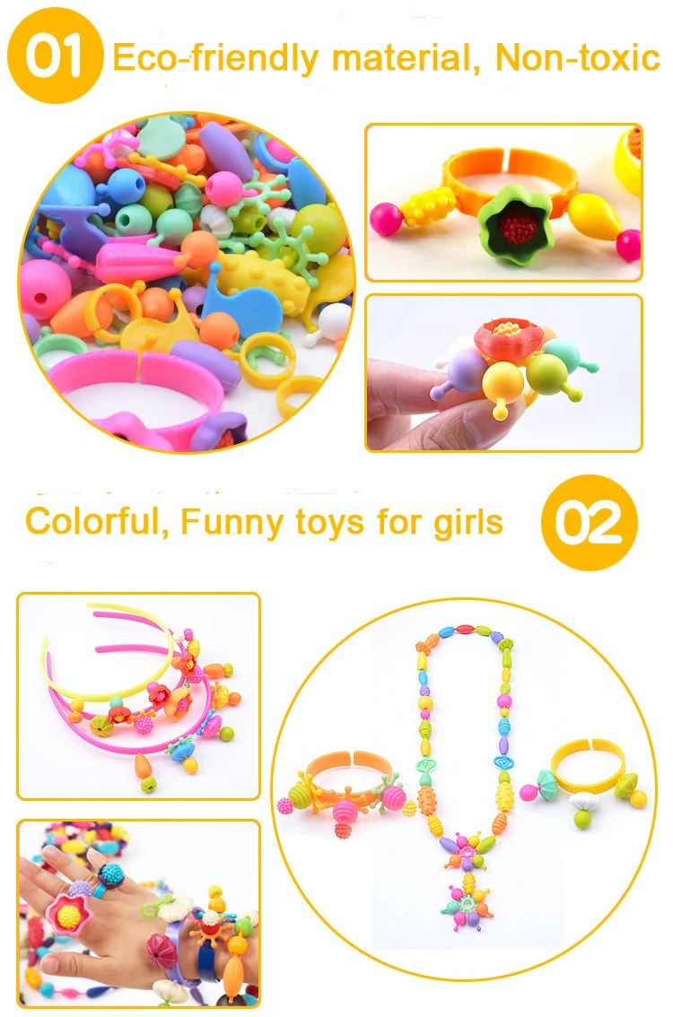 

Popular pearl toys multicolor creative craft children's bracelet buckle together jewelry box fashion gifts