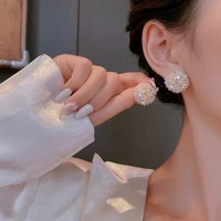 elegant 925 silver petal round earrings suitable for womens 2022 new classic jewelry luxury party girls unusual earrings