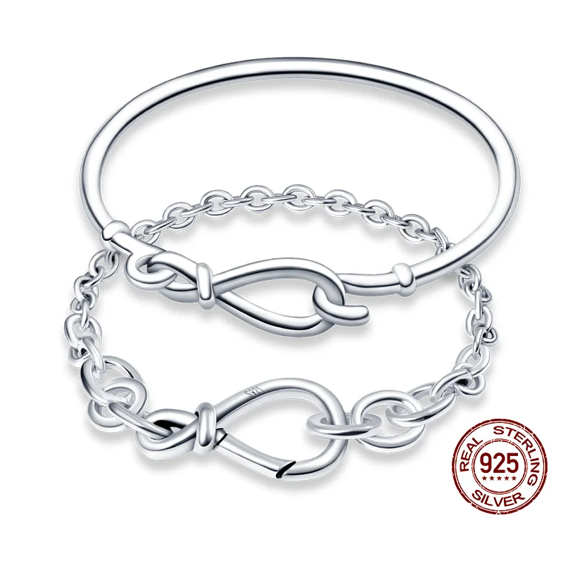 

CodeMonkey Hot Sale 100% 925 Sterling Silver Eternal Symbol Rosette Bracelet Fit Original Beads Charms DIY Jewelry Gift For Wome