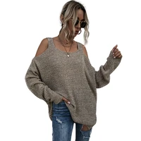 womens autumn loose off shoulder solid knit sweater for lady pullovers fashion female tops young girl streetwear spring jumpers