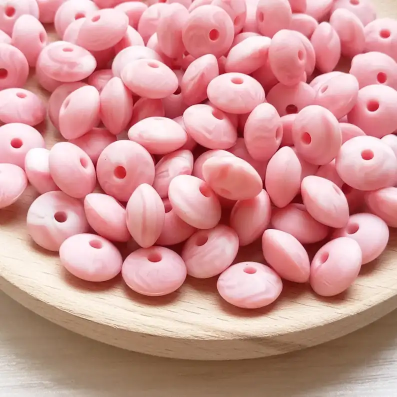 Мраморные красные силиконовые линзовые бусины 12 мм без БФА для прорезывания