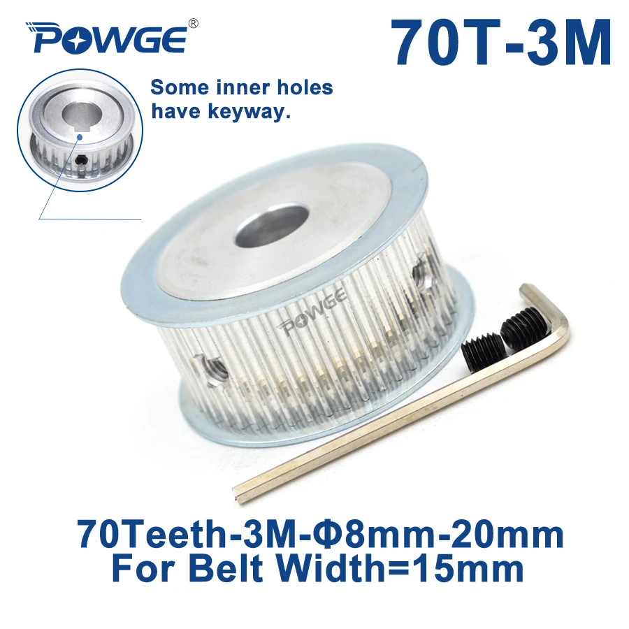 Зубчатый шкив POWGE 70 HTD 3M диаметр 8/10/12/14/15/16/19/20 мм для ширины 15 HTD3M синхронное
