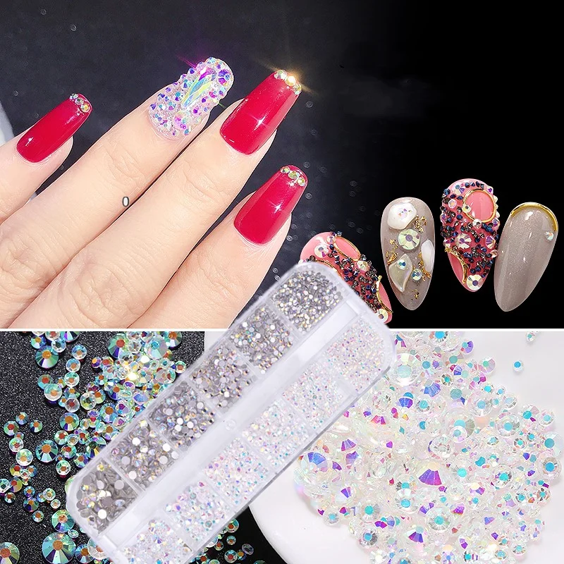 Стеклянные стразы для ногтей разных размеров 1 коробка | Красота и здоровье