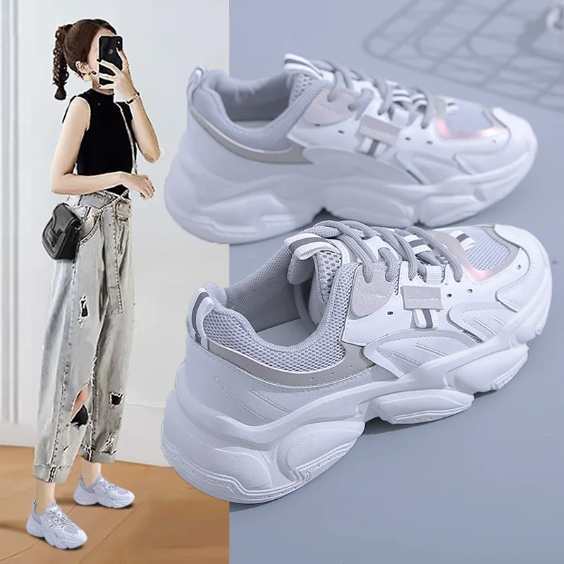 

Korean fashion daddy women's shoes mesh surface autumn 2021 new breathable student running sneakers trend