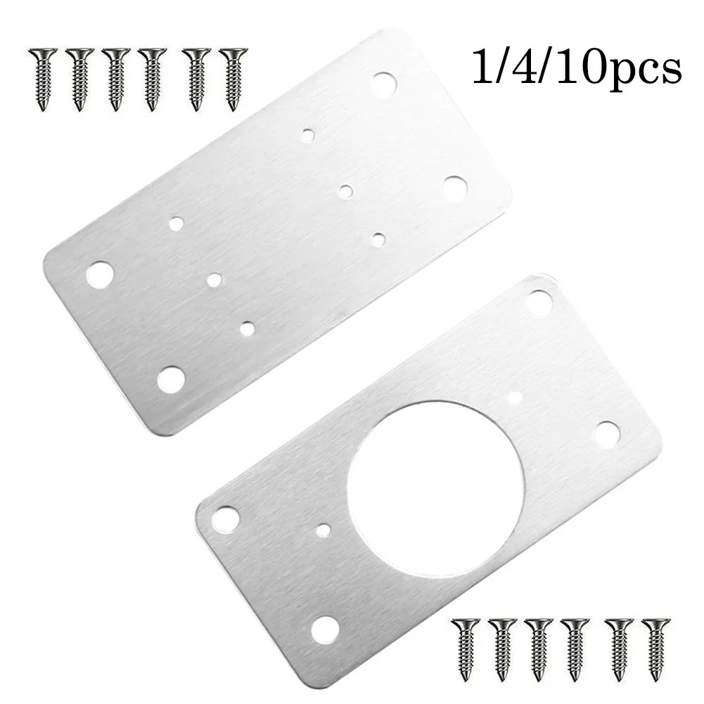 

1/4/10Pcs Hinge Repair Plate Stainless Steel Fit For Cabinet Furniture Drawer Cabinet Cupboard Door Hinges Repair Mount Tool