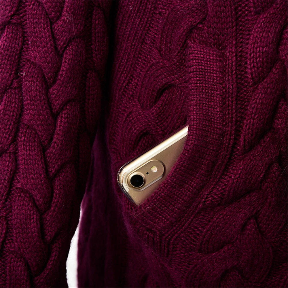 Модное пурпурное вязаное пальто TOPFUR с воротником из лисьего меха натурального