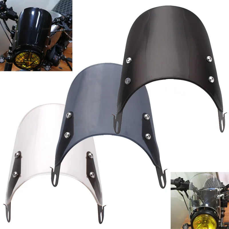 Motorcycle Windshield Airflow Adjustable Windscreen Wind Deflector For 4-7 Inch Headlights Universal Moto Accessories
