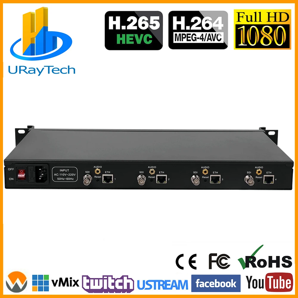 4 Каналы HEVC H265 HD-SDI 3G-SDI кодирующее устройство телевидения по протоколу Интернета