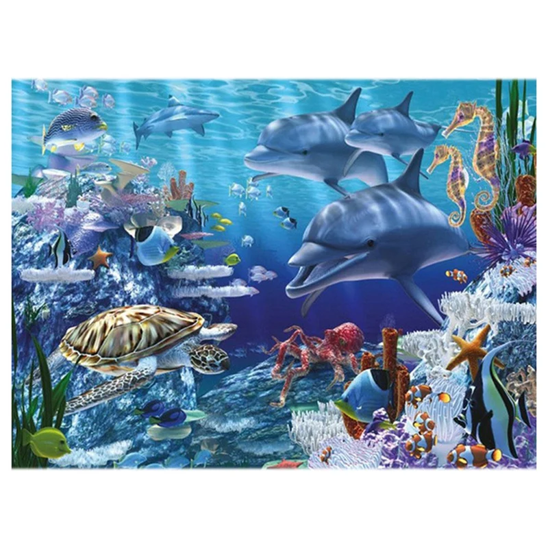 

Алмазная живопись своими руками, полный Алмазный пейзаж, океан, алмазная вышивка, животное, дельфин, бриллиант