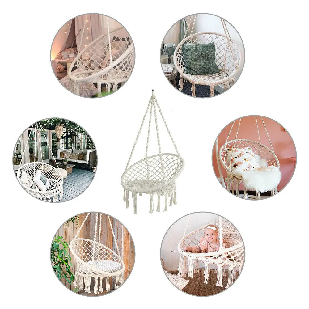 

150KG Nordic Cotton Rope Hammock Chair Handmade Knitted Indoor Outdoor Kids Swing Bed Adult Swinging Hanging Chair Hammock