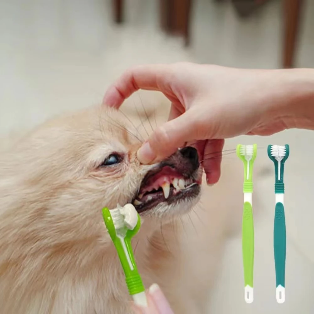 Three-sided Pet Toothbrush Cat And Dog Toothbrush, Bad Breath, Tartar Dental Care, Cat And Dog Cleaning Brush
