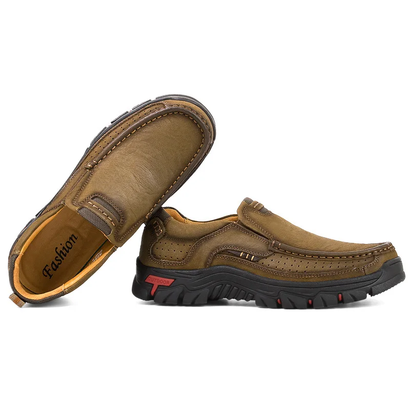 2020 New Spring Hight Quality Genuine Leather Shoes Casual Footwear Wear-resisting Sneakers Middle-aged Mens Autumn |