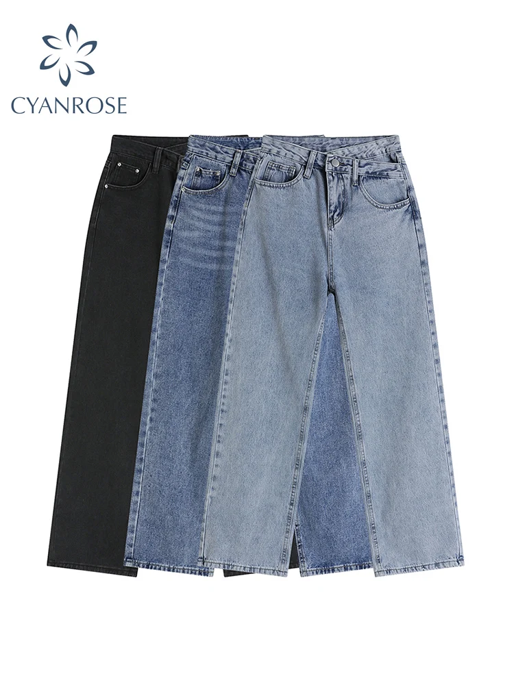 

Женские винтажные прямые джинсовые брюки, корейские свободные джинсы с высокой талией, модные женские джинсы с широкими штанинами