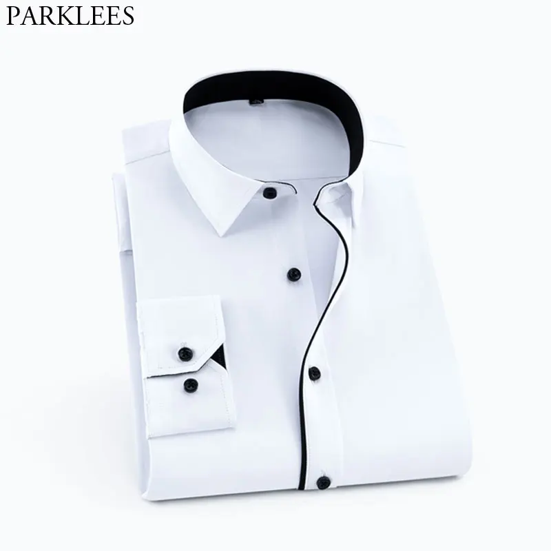 Рубашка мужская Рабочая однотонная с длинным рукавом и квадратным