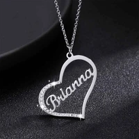 personalized iced out heart name necklace gold stainless steel jewelry customized heart name necklace charm gifts for women girl