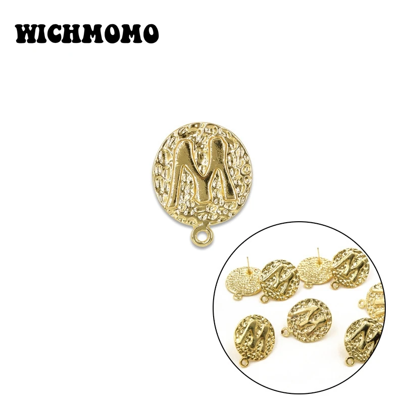 

Круглые буквы для сережек «сделай сам» из цинкового сплава, Базовые разъемы для сережек «сделай сам», аксессуары для бижутерии, 6 шт., 20 мм, 2021