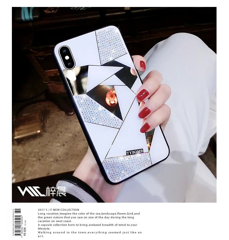 ONEPLANT роскошное творческое зеркало ромб чехол для iPhone X XR XS MAX 6 S Чехол для iPhone 7 8 Plus Модный чехол для бурения воды