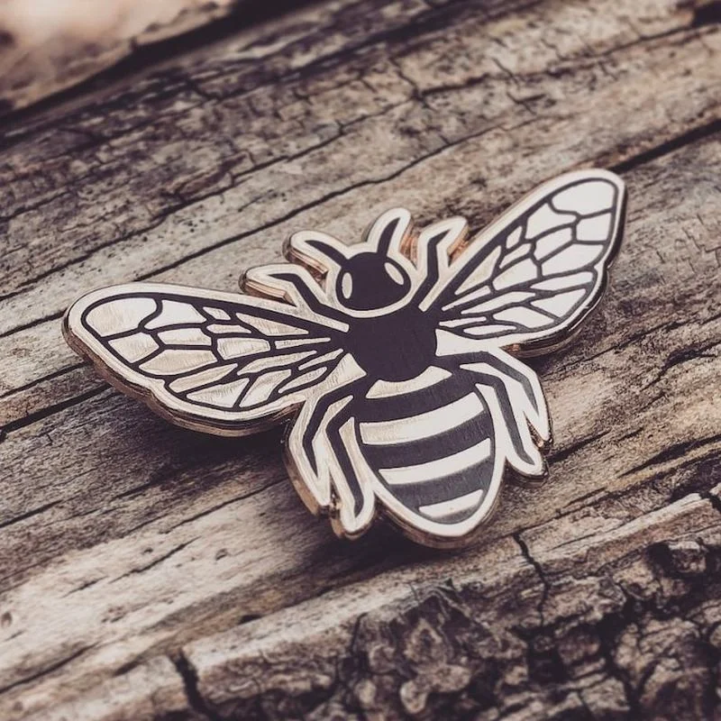 

Bumble Bee Enamel Pin - 1.25 Inch - Garden Witch Jewellery - Black and Gold - Witchy Fantasy Goth - Punk Pin Art