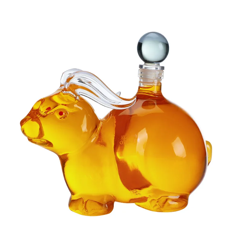 

1000ml Novelty Animal The Rabbit Shaped Style Home Bar Whiskey Decanter For Wine Vodka Brandy Tequila Champagne Set 33.81 Oz