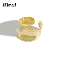 kinel fashion unique design 925 sterling silver rings wide concave surface ins style irregular korean silver ring 925 jewelry