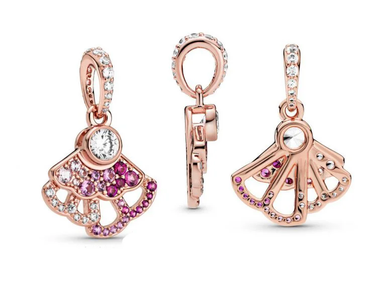 Новинка 2020 розовые подвесные шармы-бусины в форме веера подходят для