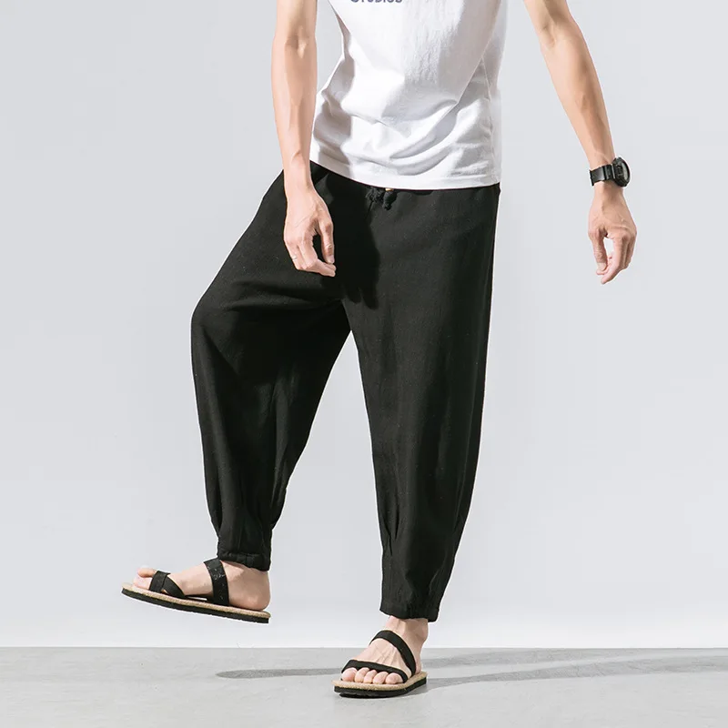 

Chinese Style Men's summer men's Linen casual pants loose harem Leggings cotton hemp thin large pants