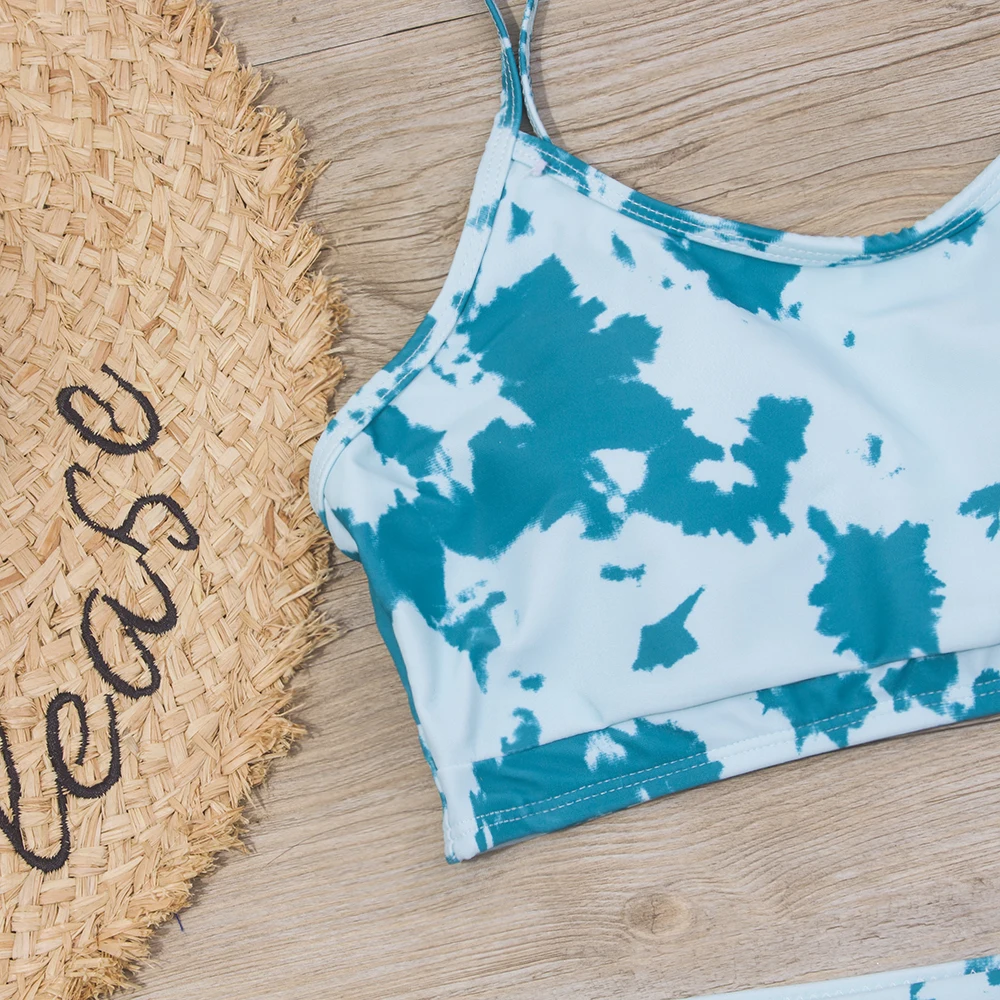 7-14 Летний купальник для девочки 2022 Новый варежка с обвязкой Тинейджерский бикини-комплект из двух частей с принтом бабочек Милый купальный костюм Купальник299