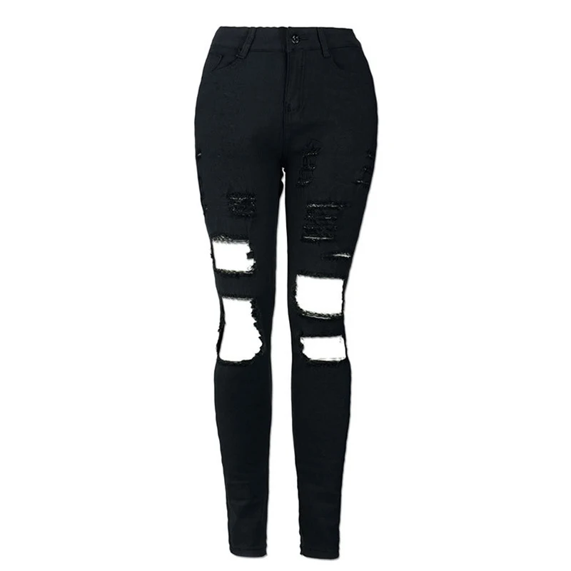 2019 джинсы для женщин черные с высокой талией женские нестандартные дырочки