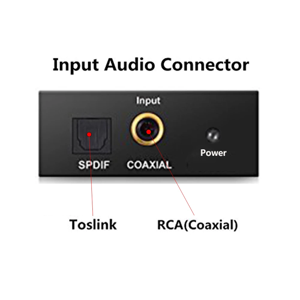 Коаксиальный оптоволоконный Toslink к аналоговому L/R RCA аудио преобразователь