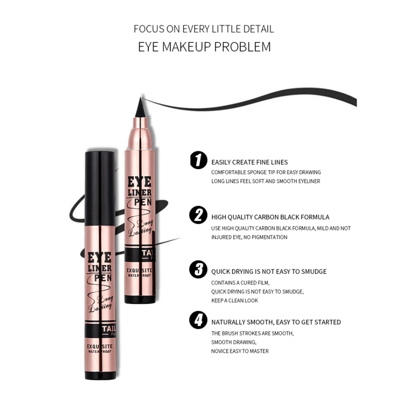 Жидкая подводка для глаз макияжа стойкая водостойкая быстросохнущая