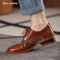 2021 spring women platform shoes woman genuine leather flats lace up footwear female flat oxford shoes for women shoes for women