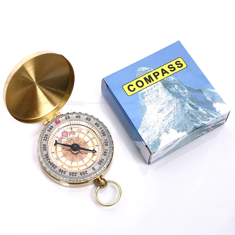 

Pure copper clamshell compass with luminous pocket watch compass portable outdoor multi-function tool