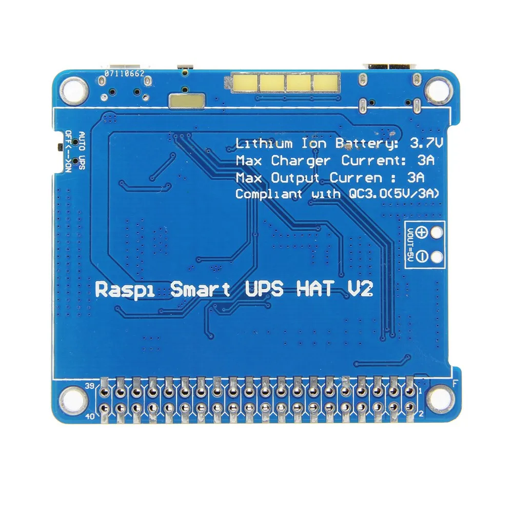 Raspberry Pi 4 UPS HAT 2 с тип-c, модуль платы расширения литиевой батареи(без батареи) для Raspberry Pi 4 Модель B/3B+/3B
