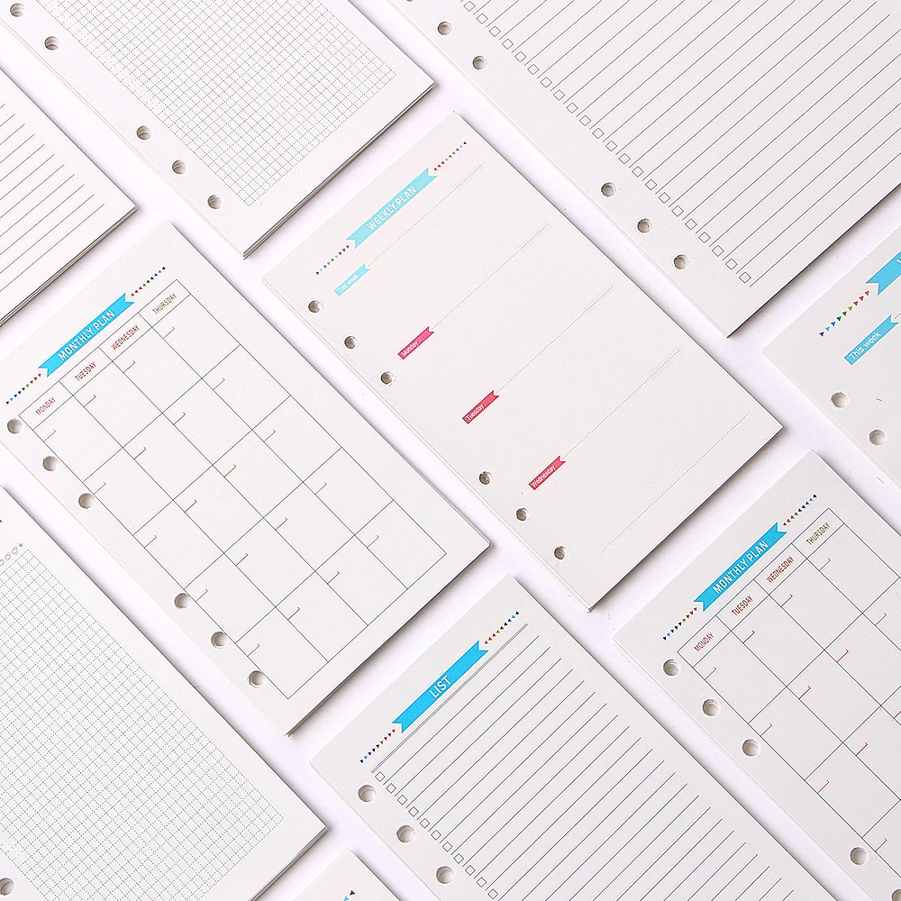 Спиральный планировщик с 6 отверстиями сменная бумага для дневника