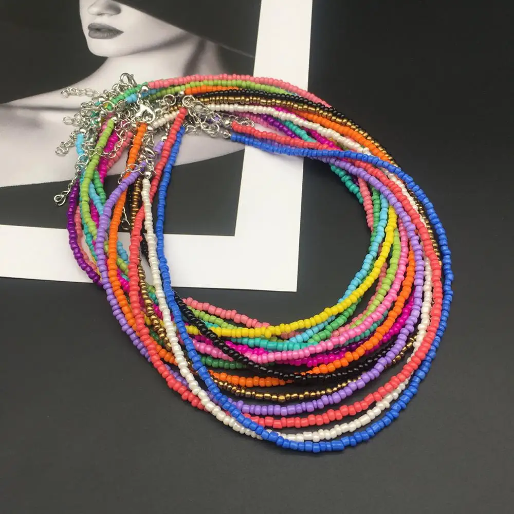 

OMY simple choker necklace women fashion seed beads stand necklace of women girl for party beach travel trendy jewelry