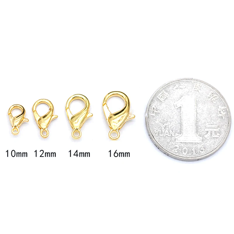 

20pcs/lot 10/12/14/16mm Lobster Clasps Stainless Steel Jewelry Finding Clasp Hooks For Diy Necklace & Bracelet Chain Making