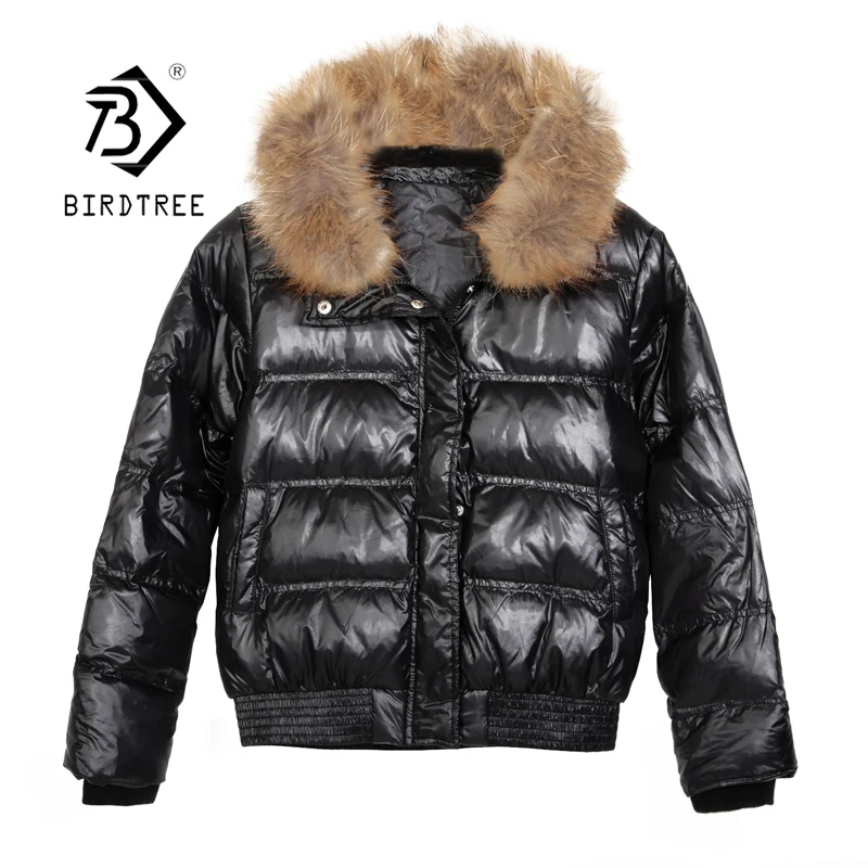 Women Real Fur Collar Duck Down Jacket Female Winter Thick Short Korean Puffer Coat Warm Windproof Outwear Hooded C11317P
