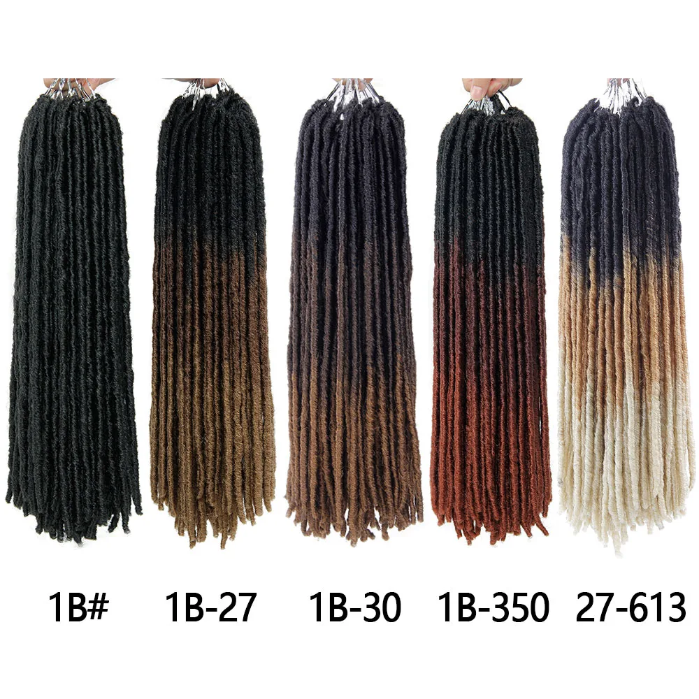 Ombre Synthetic Crochet Braids Hair Braiding Hair Extensions Goddess Straight Faux Locs 18Inches Soft Dreads Dreadlocks Hair images - 6