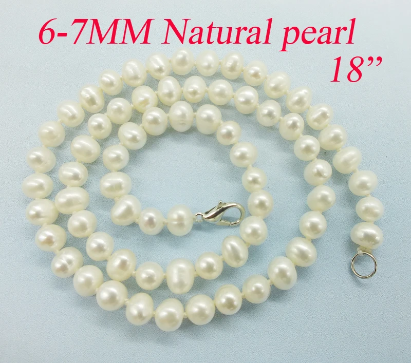 Boutique pearl Промо-акция! Изысканный, красивый, 6-7 мм AAA натуральный белый пресноводный жемчужное ожерелье 18" - Окраска металла: Boutique pearl
