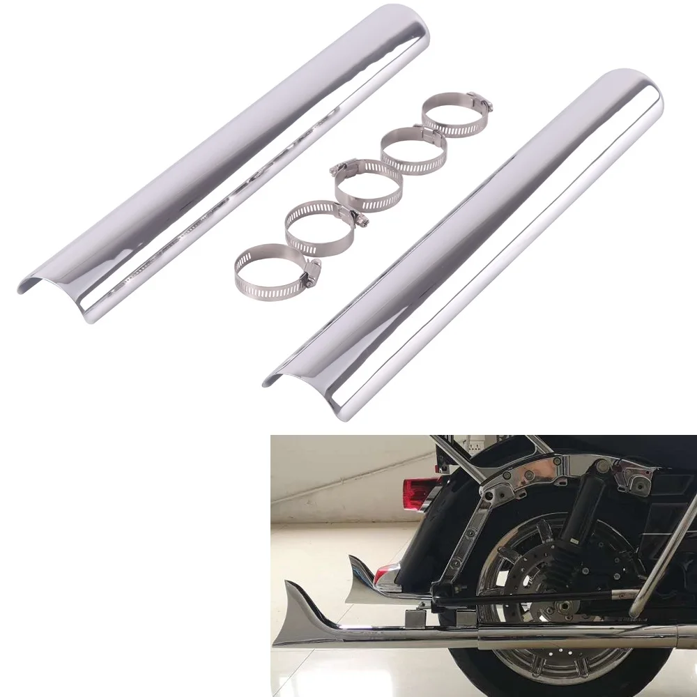 

SHARKROAD Heat Shield Cover for 1.7/8'' Fishtail Exhausts, 18'' Chrome