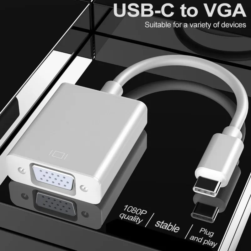 Универсальный Тип C к VGA адаптер USB3.1 USB-C конвертер кабель для MC ноутбука |