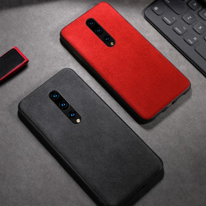 Genuine Leather fur Suede case for Oneplus 7pro 6T 6 all-inclusive silicone soft shockproof back case for one plus 7T pro cover