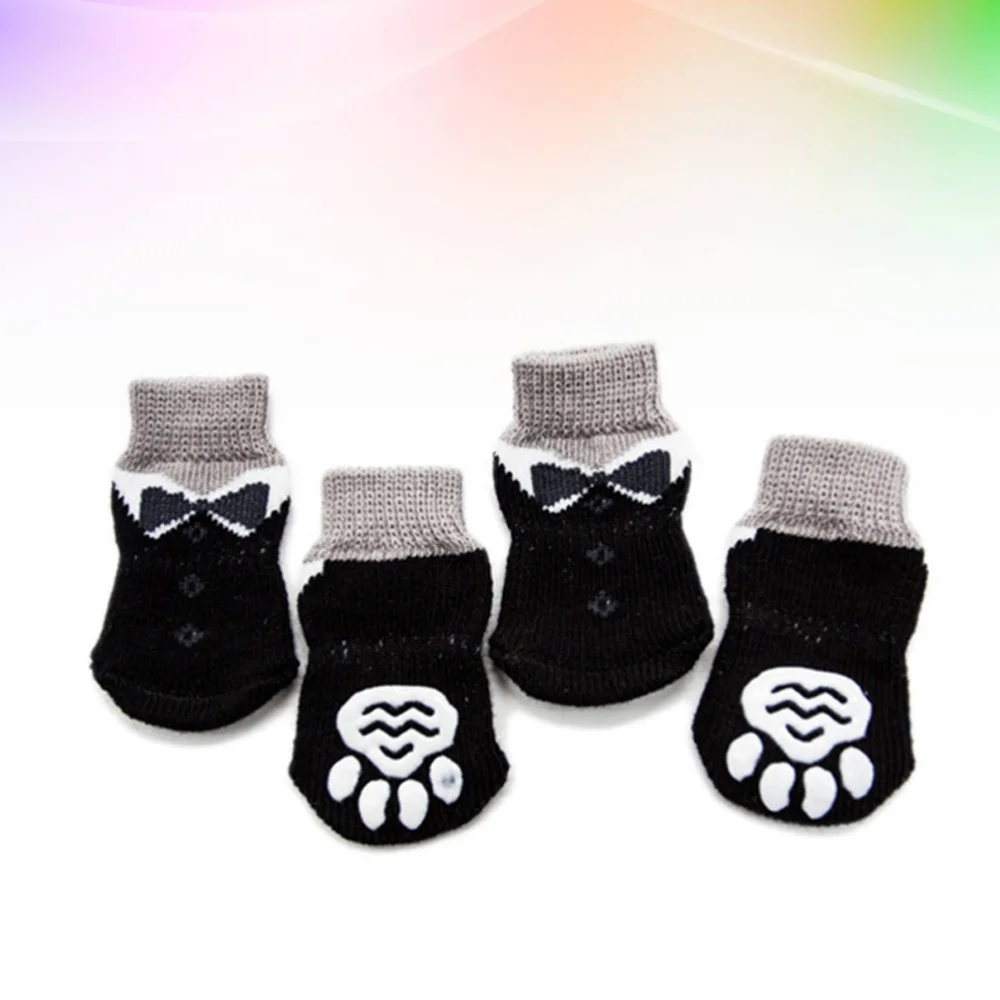 

4pcs Non-slip Socks for Dogs Puppy Pet Socks Anti Warm Knitted Socks - Size
