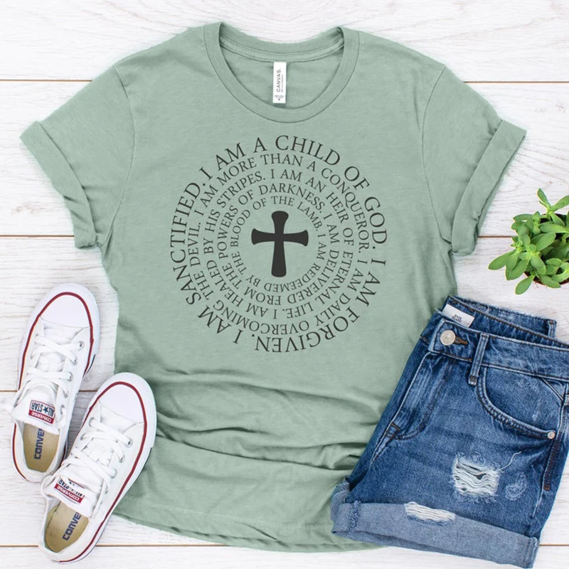 Бог Иисус крест женское Christian Графические футболки религиозные повседневные