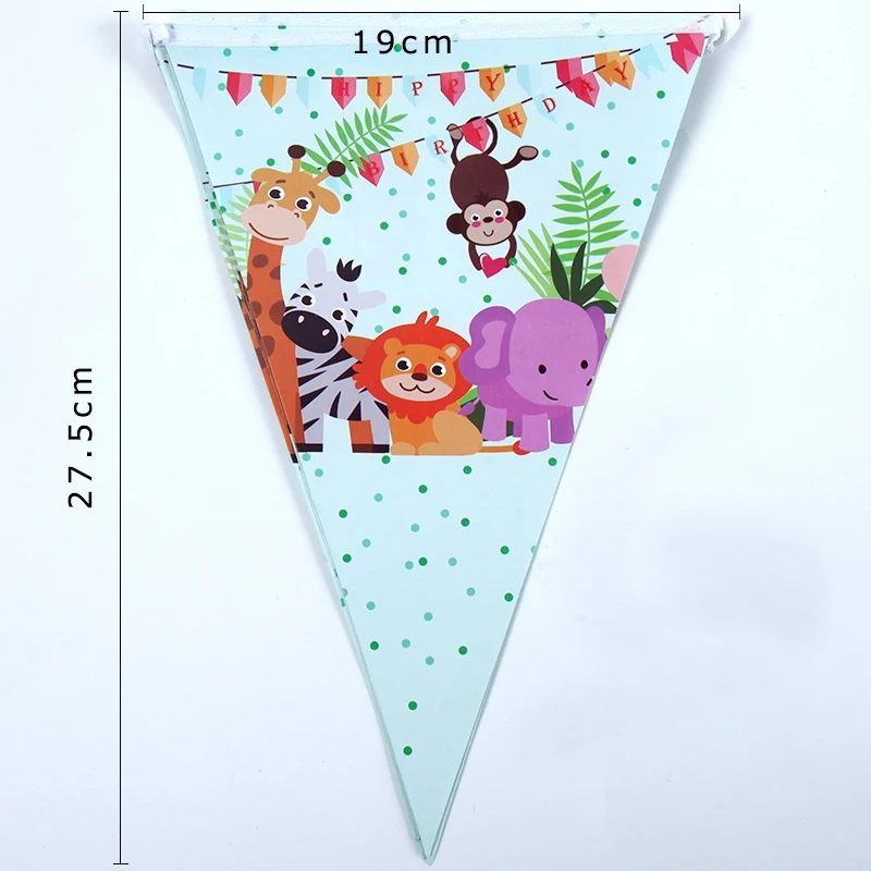 10pcs Flag Мультфильм Сафари вечерние животных одноразовая посуда наборы детских празднований дня рождения джунгли вечерние поставки для маленьких мальчиков пользу ко дню рождения - Цвет: 10pcs Flag