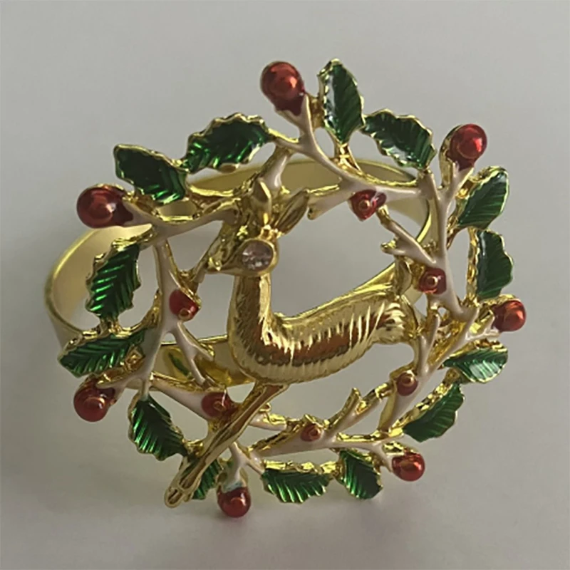

Napkin Ring 6 Pieces of Golden Elk Napkin Ring, Used for Place Setting Wedding Reception Christmas Home Kitchen