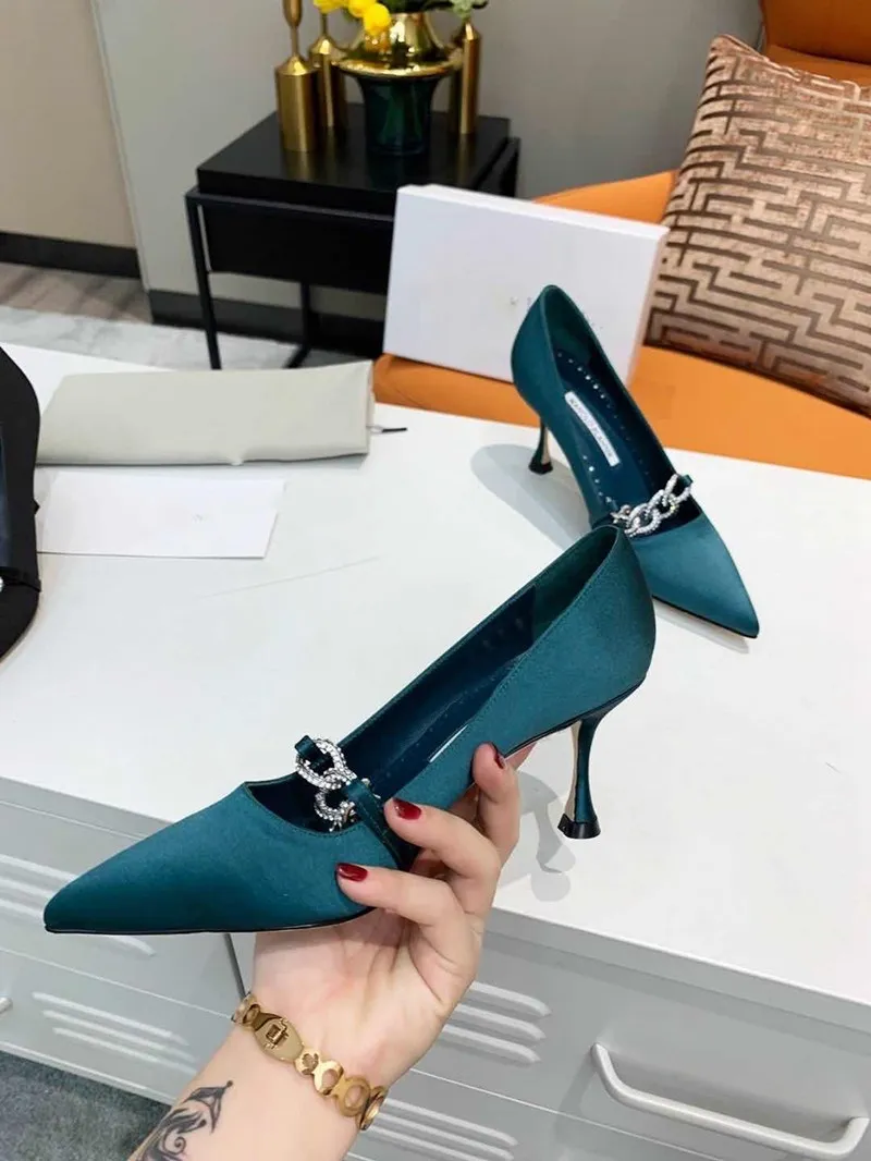 

Crytal High Heel Woman Shoes Top Quality Genuine Leather Pointed Toe Fashion Ladies Pumps 2020 New Luxury Designer Brand