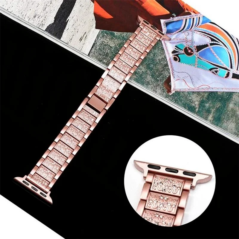 Diamond case + Iwatch 42mm and 38mm straps, stainless steel bracelet case + Apple Watch series 5 4 3 SE 6 (for Iwatch straps)