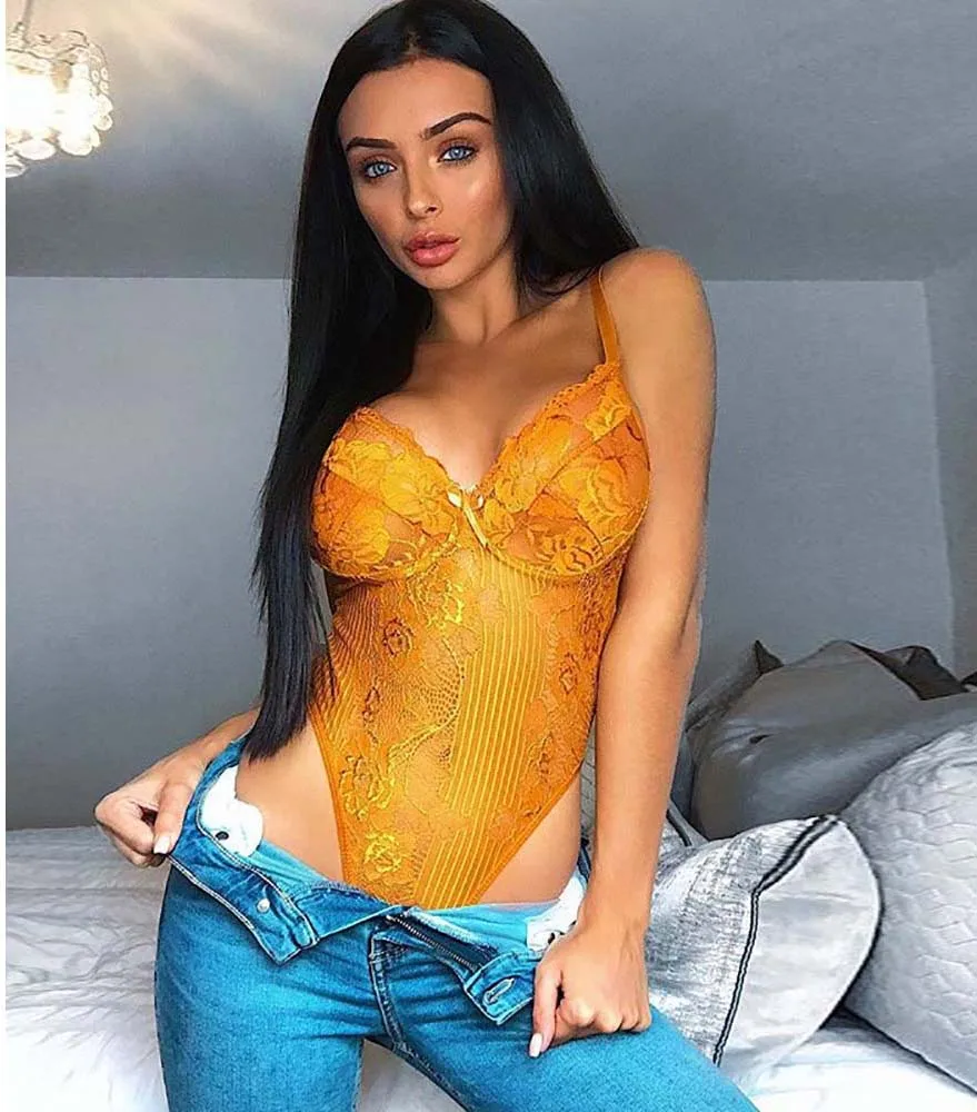 Неоновое летнее Кружевное боди для женщин с цветочной вышивкой и