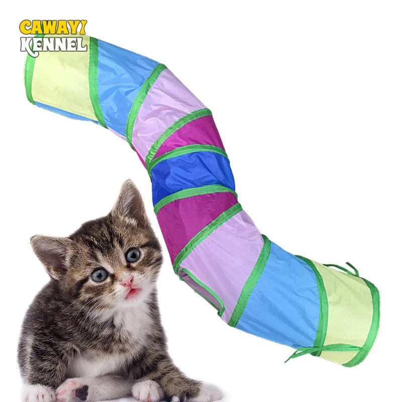 

Cawayi Kennel Cat Tunnel Pet Tube Collapsible Play Toy Indoor Outdoor Kitty Puppy Toys for Puzzle Exercising Hiding Training